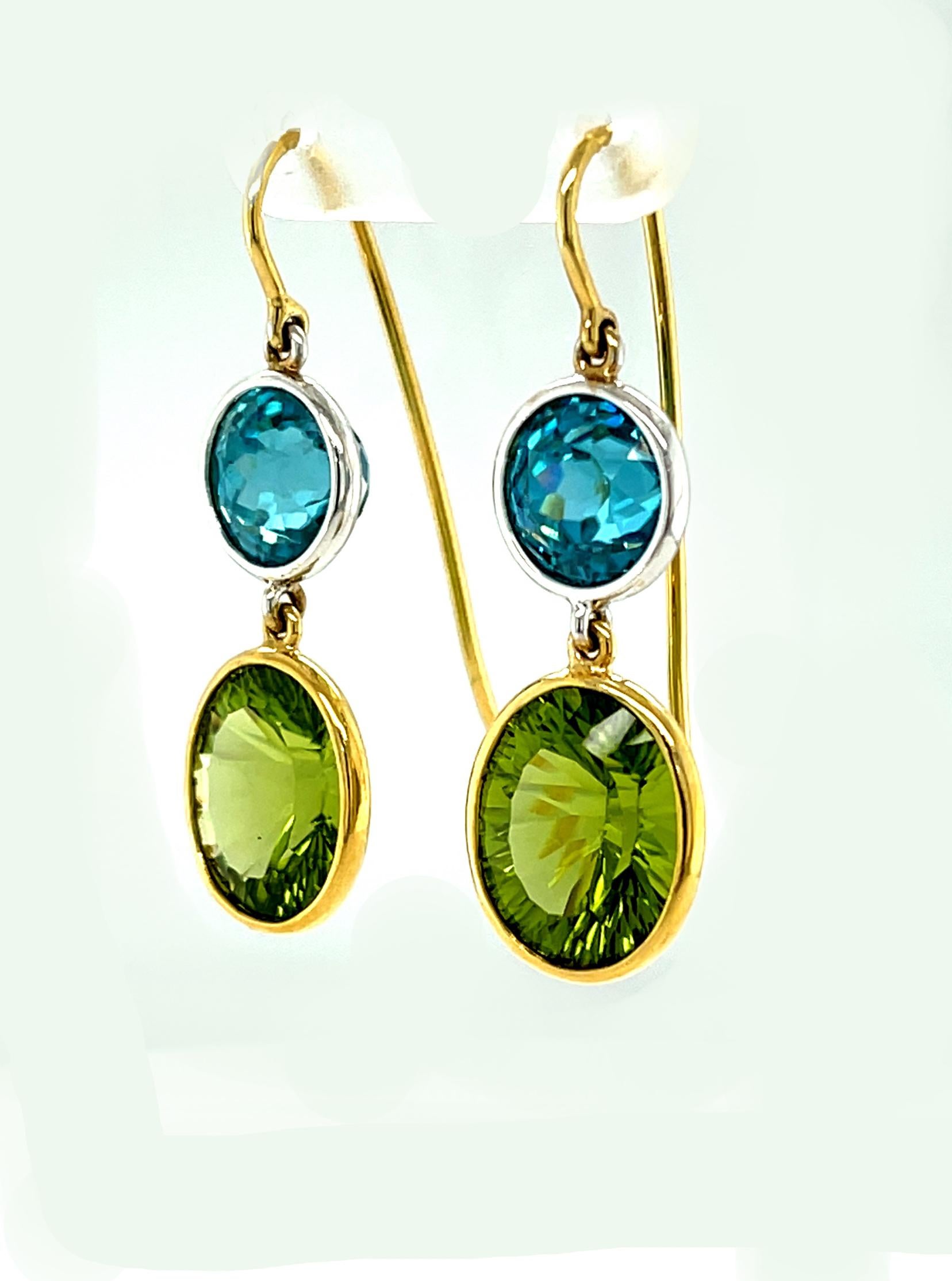 peridot drop earrings gold