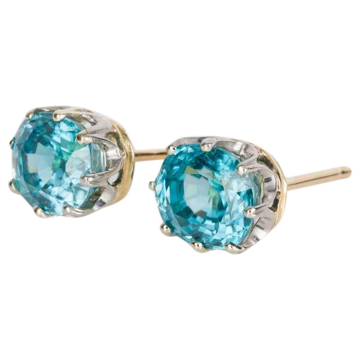 Do you love Blue Zircon? Well this pair of earrings has the most beautiful blue zircons we have seen for a long time. The colour is mesmerising like the azure waters of some far away island, with added brilliance and sparkle. Truly they are