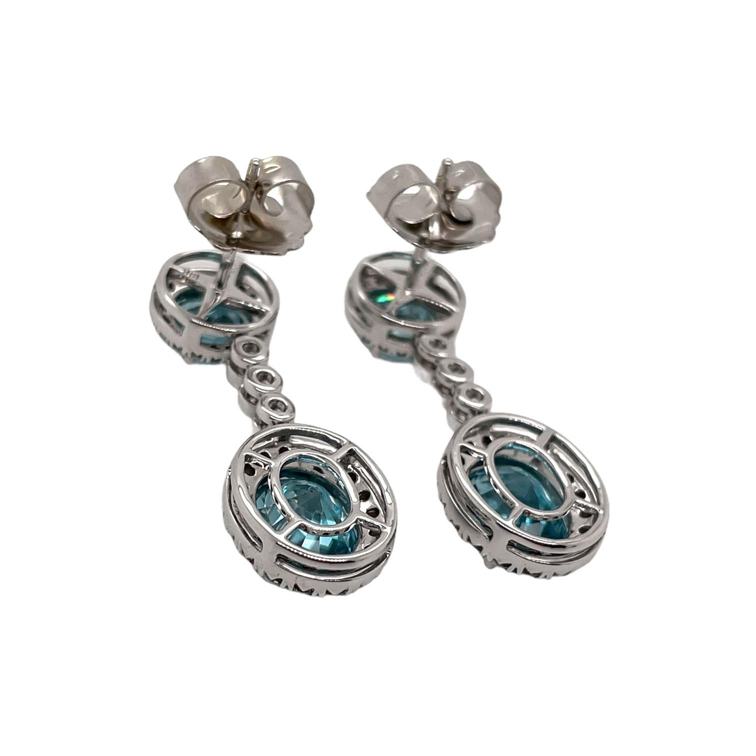 blue zircon drop earrings