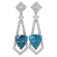 Orecchini con zircone blu e diamanti estratti dalla terra in oro massiccio 14K Trillion 10x9