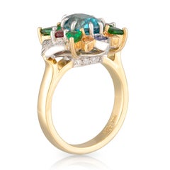 Blue Zircon, Pink Spinels, Garnets, Purple Sapphire and Diamond Dress Ring