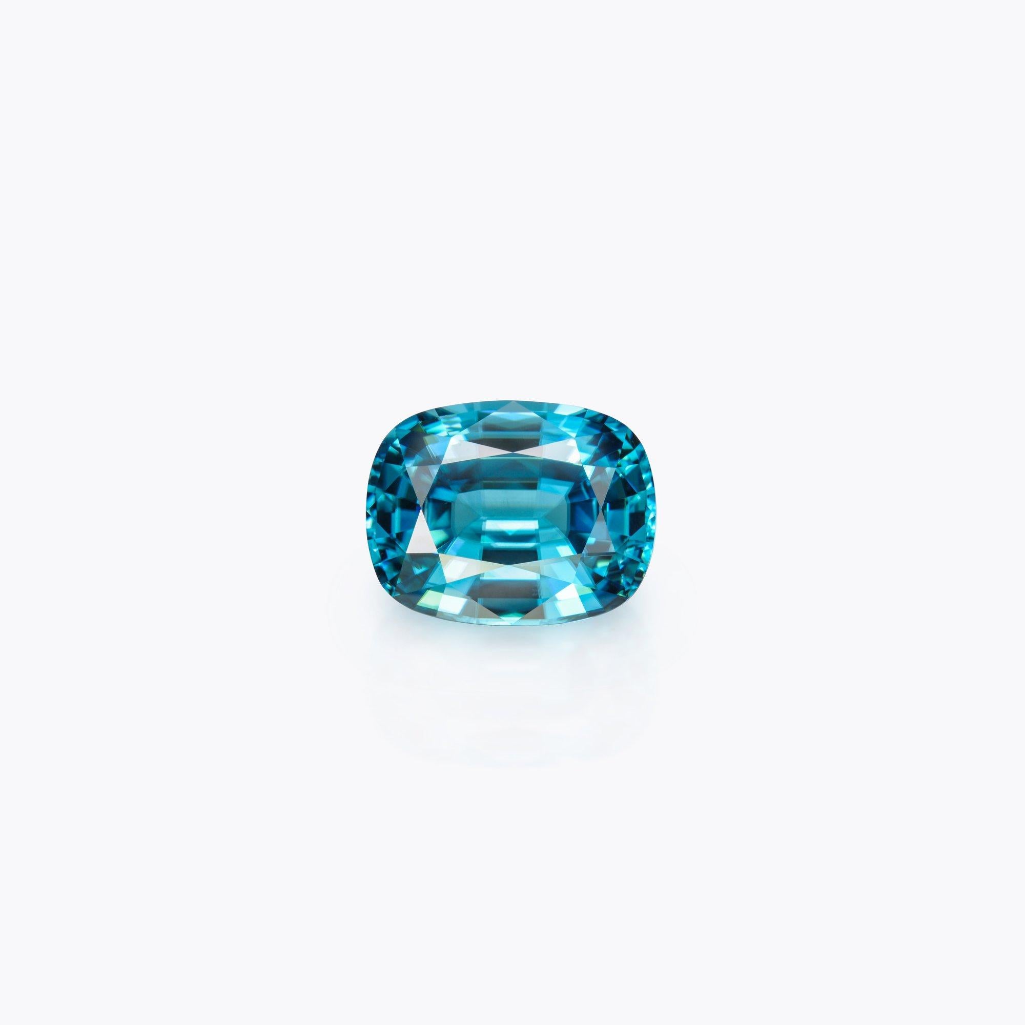 Modern Blue Zircon Ring Gem 14.76 Carat Rectangular Unset Cushion Loose Gemstone