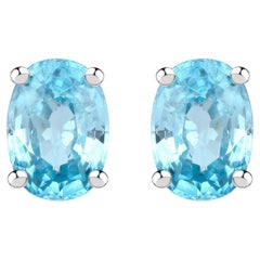 Orecchini a perno con zircone blu 2,38 carati A. Silver