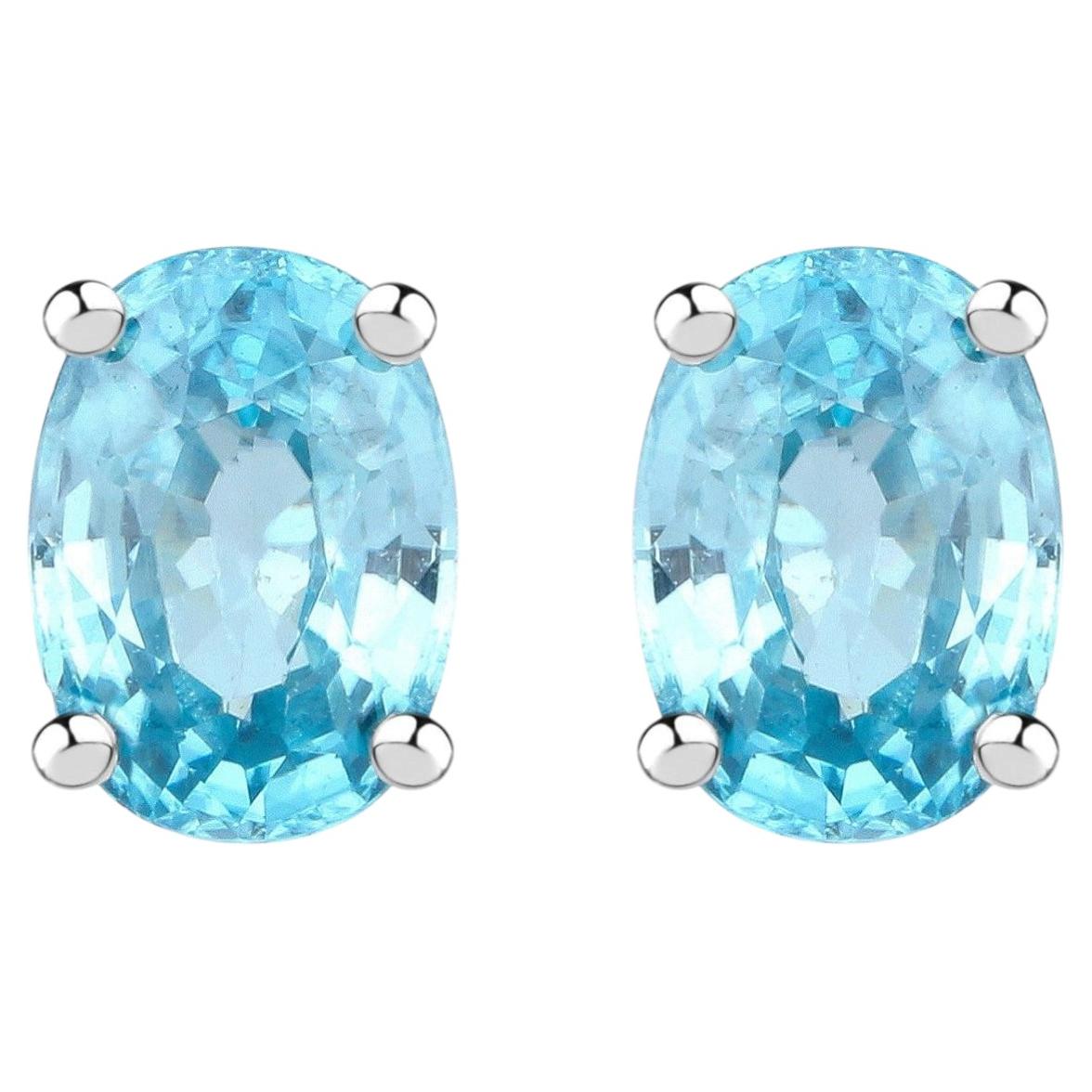 Blauer Zirkon Ohrstecker 2,38 Karat Sterling Silber im Angebot