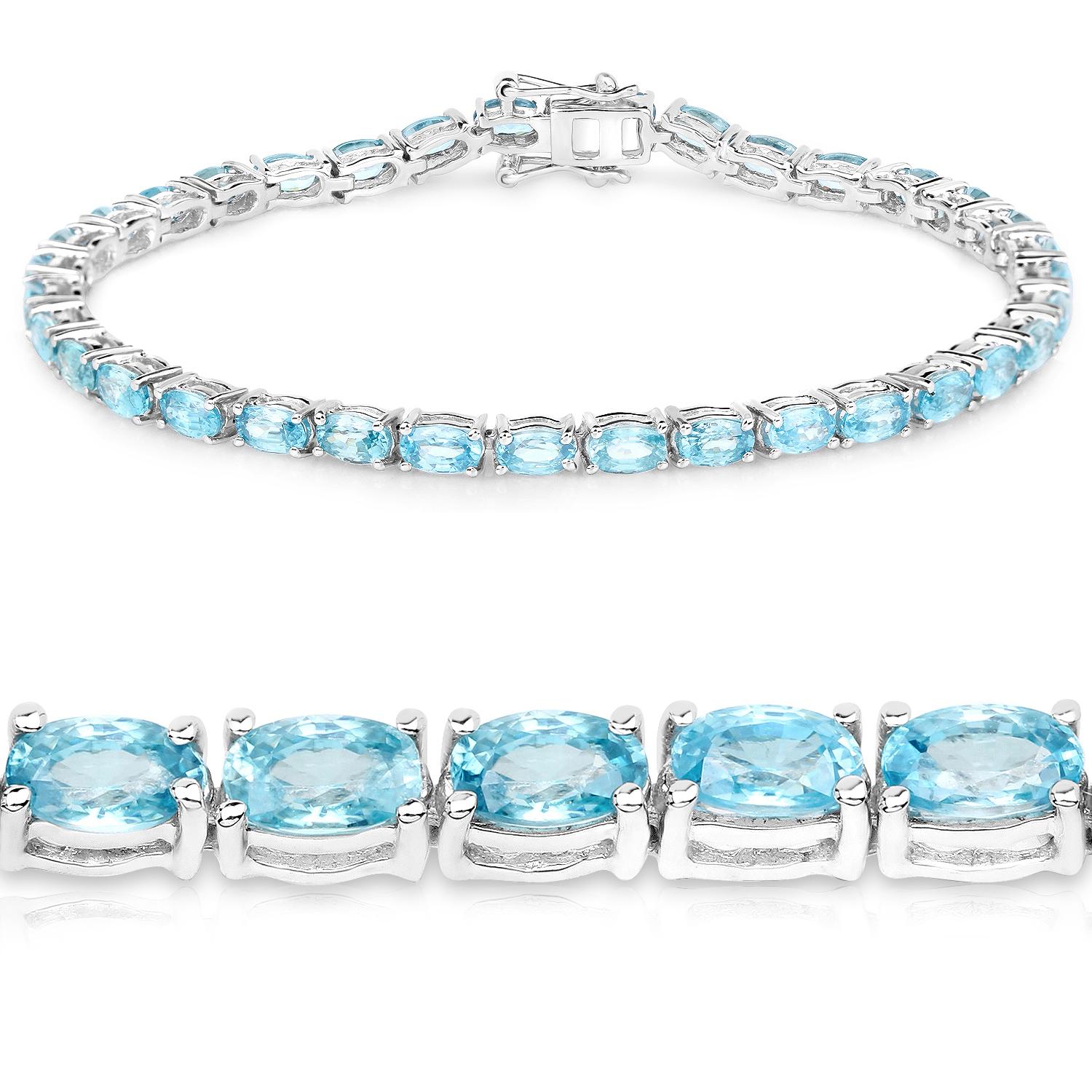 Contemporain Bracelet de tennis en zircon bleu 11,5 carats en argent sterling en vente