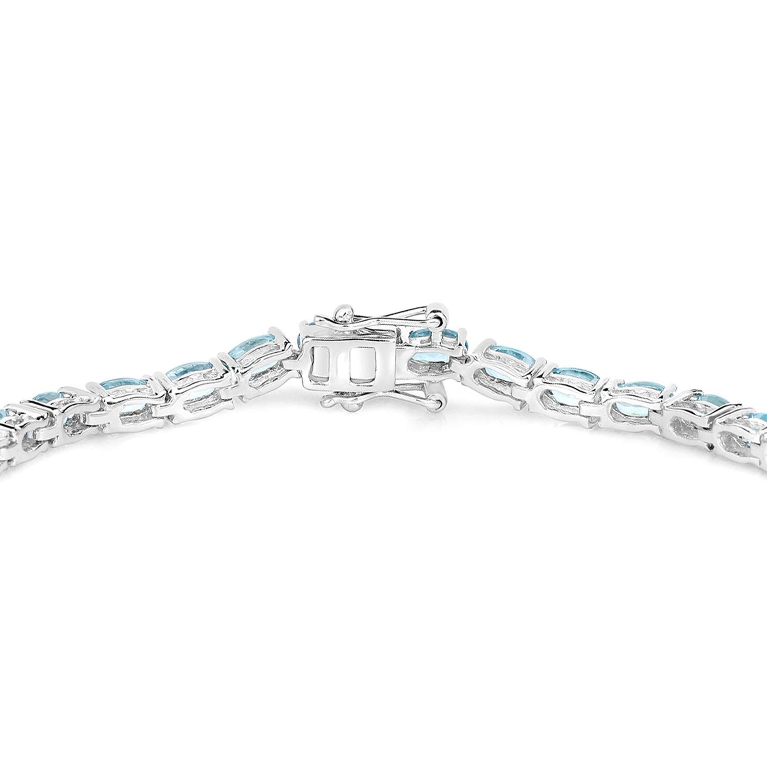 Bracelet de tennis en zircon bleu 11,5 carats en argent sterling Excellent état - En vente à Punta Gorda, FL