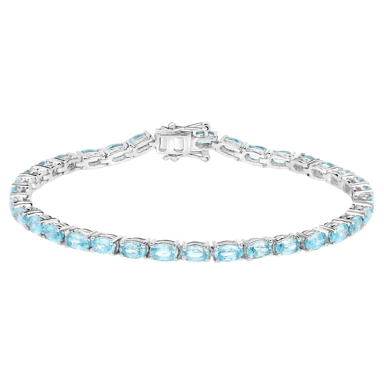 Bracelet de tennis en zircon bleu 11,5 carats en argent sterling en vente