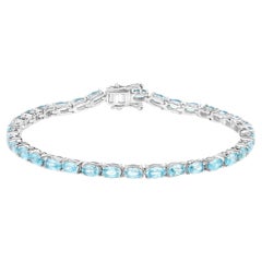 Bracelet de tennis en zircon bleu 11,5 carats en argent sterling