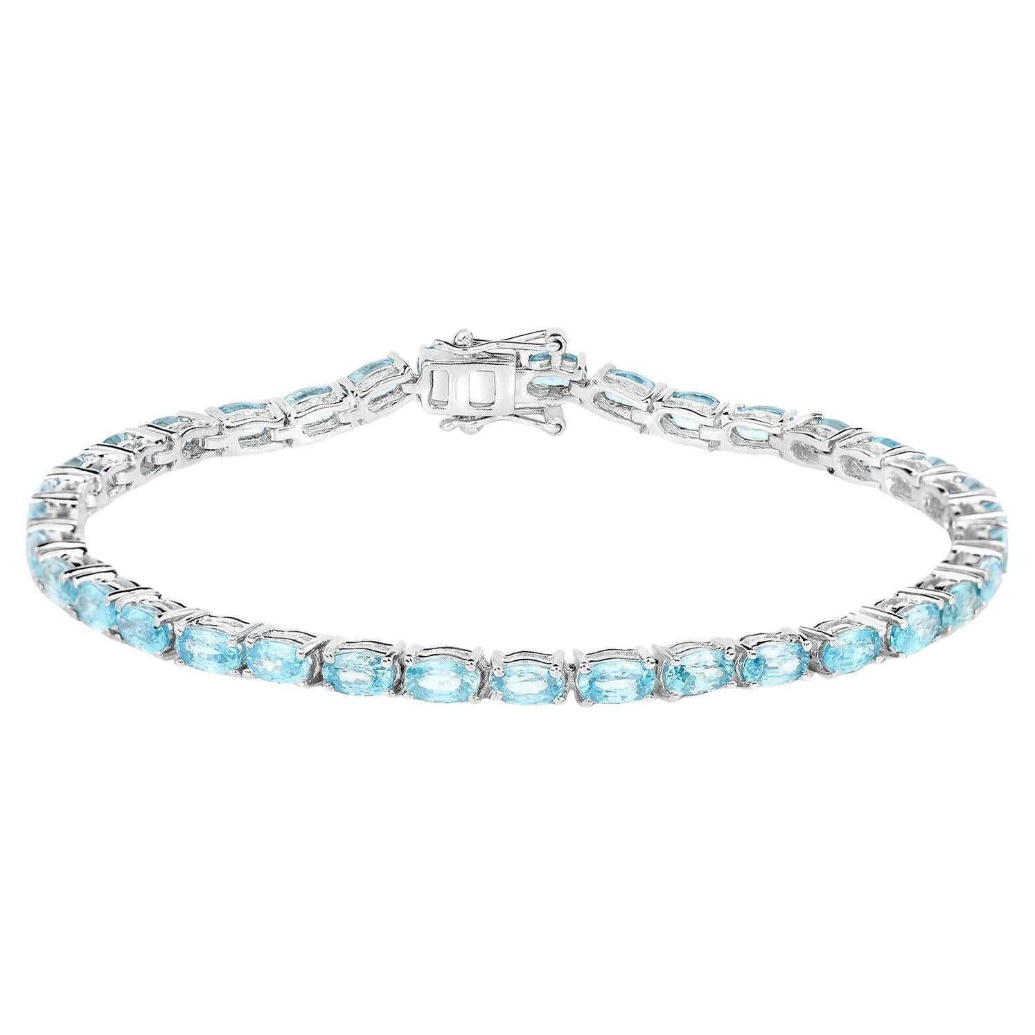 Bracelet de tennis en zircon bleu 11,5 carats en argent sterling en vente