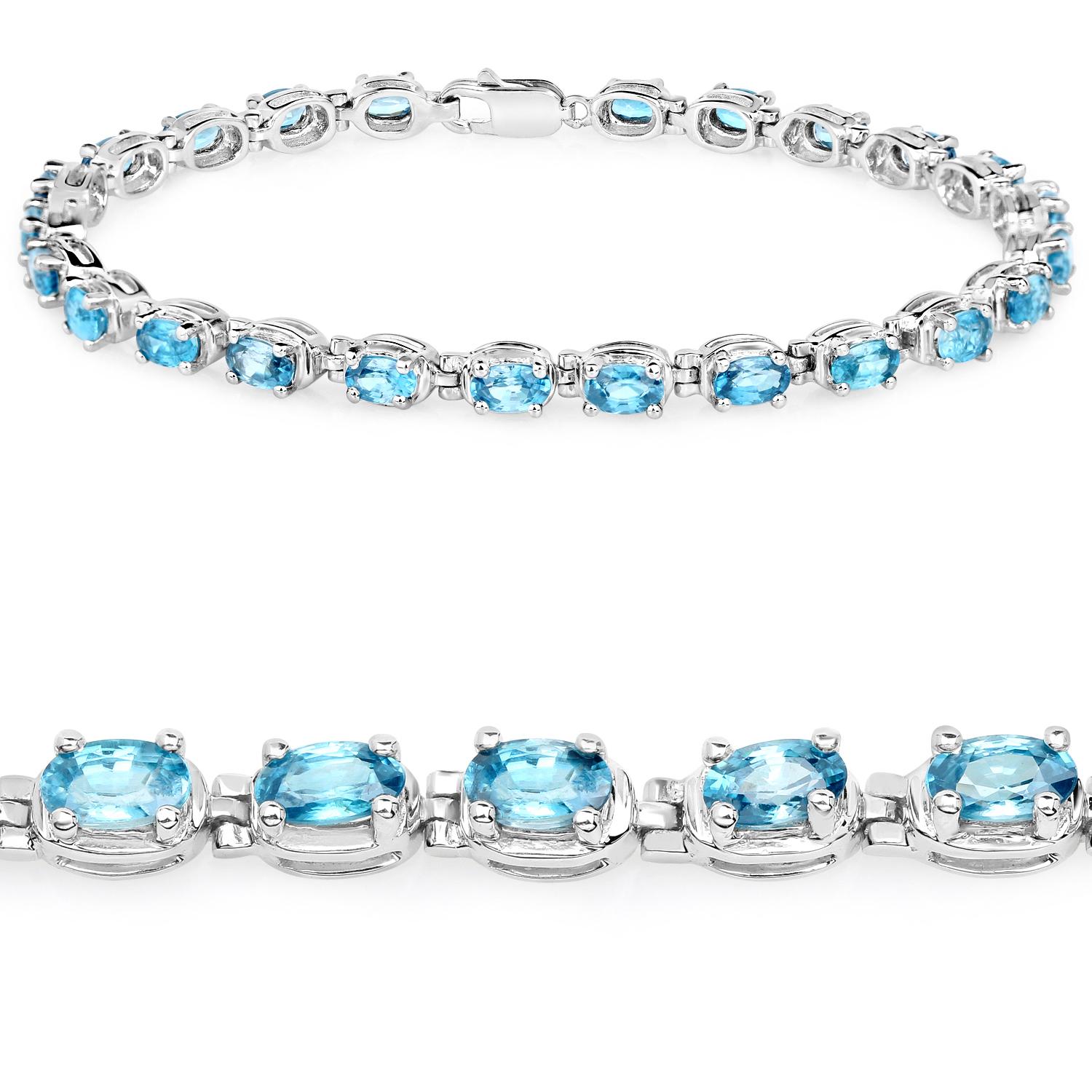Pulsera de tenis de circón azul 7,9 quilates Plata Contemporáneo en venta