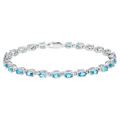Pulsera de tenis de circón azul 7,9 quilates Plata