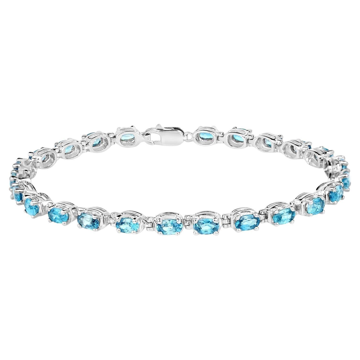 Bracelet de tennis en zircon bleu 7,9 carats Silver
