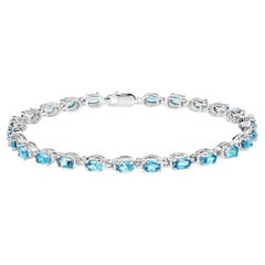 Bracelet de tennis en zircon bleu 7,9 carats Silver
