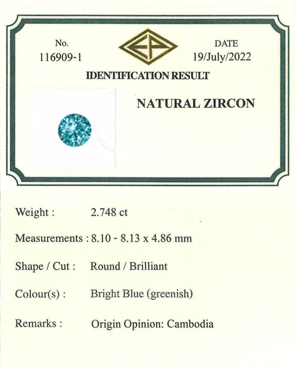 Certified Blue Zircon Diamond Ruby Art Deco Style Ring in 14k White Gold  For Sale 2