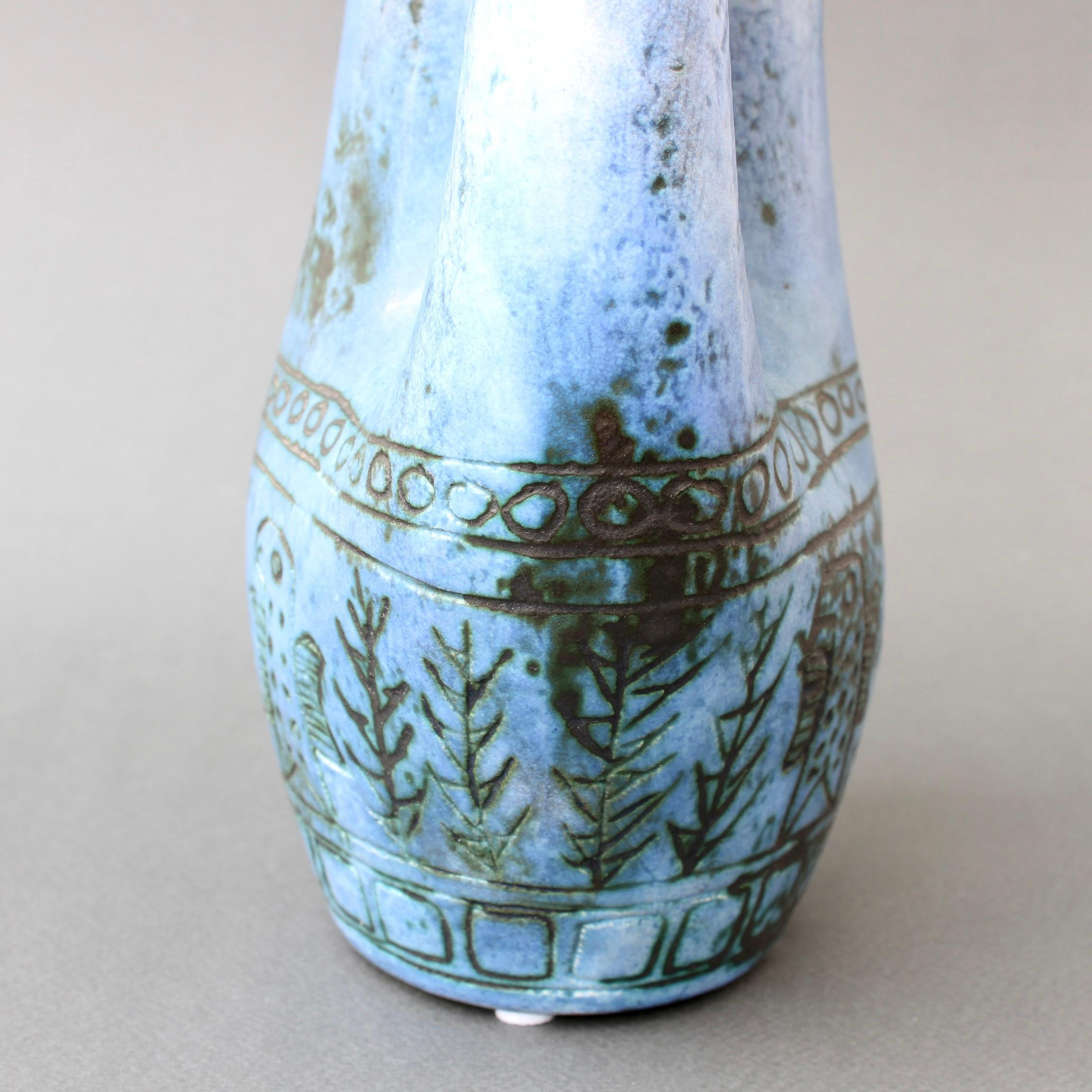 Blaue blaue Zoomorphe Keramikvase aus der Mitte des Jahrhunderts von Jacques Blin, ca. 1950er Jahre im Angebot 5