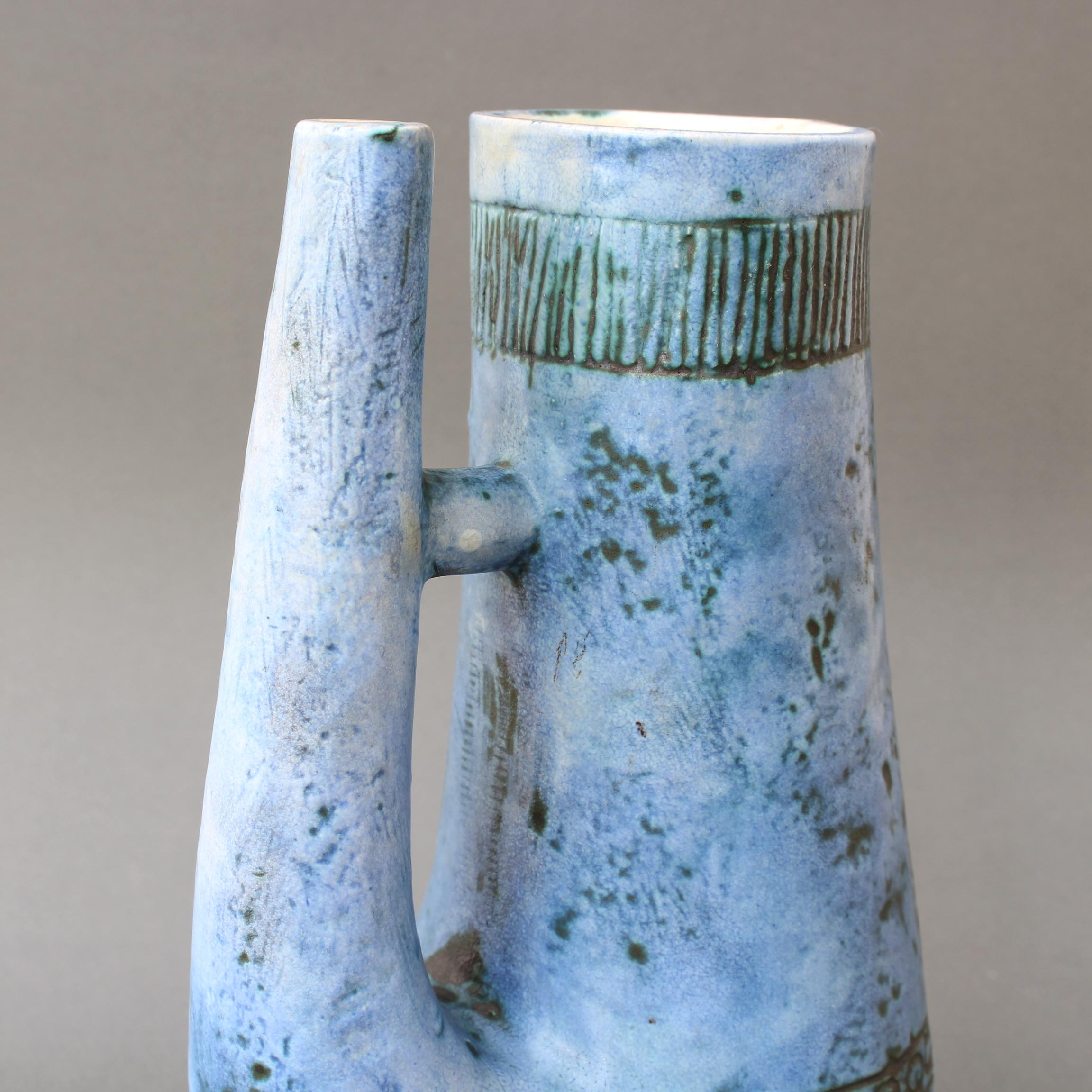 Blue Zoomorphic Ceramic Mid-Century French Vase by Jacques Blin 'circa 1950s' For Sale 10