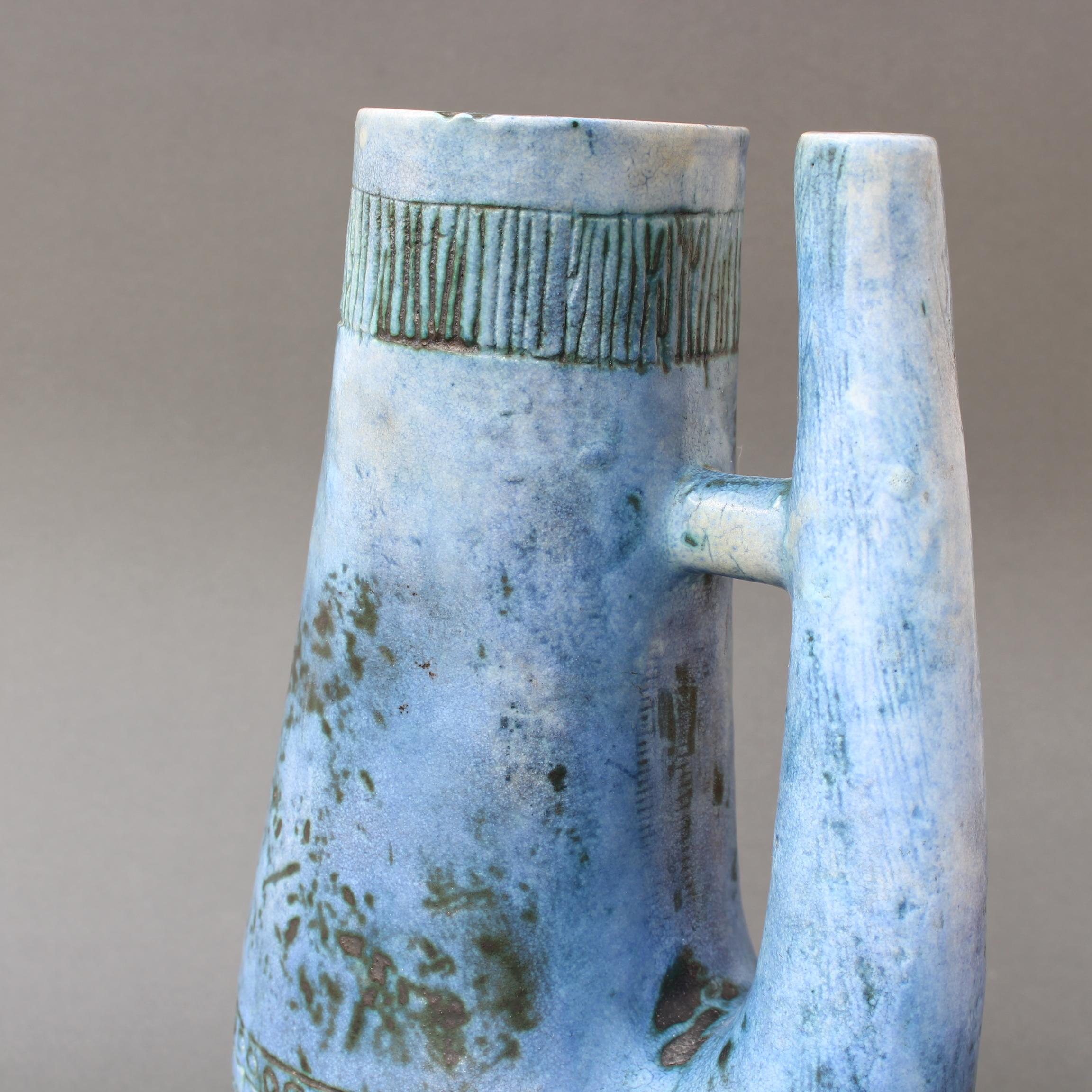 Blue Zoomorphic Ceramic Mid-Century French Vase by Jacques Blin 'circa 1950s' For Sale 11