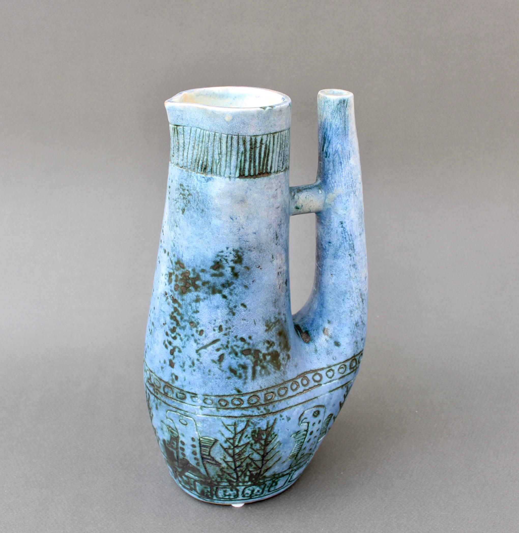 Blue Zoomorphic Ceramic Mid-Century French Vase by Jacques Blin 'circa 1950s' For Sale 13