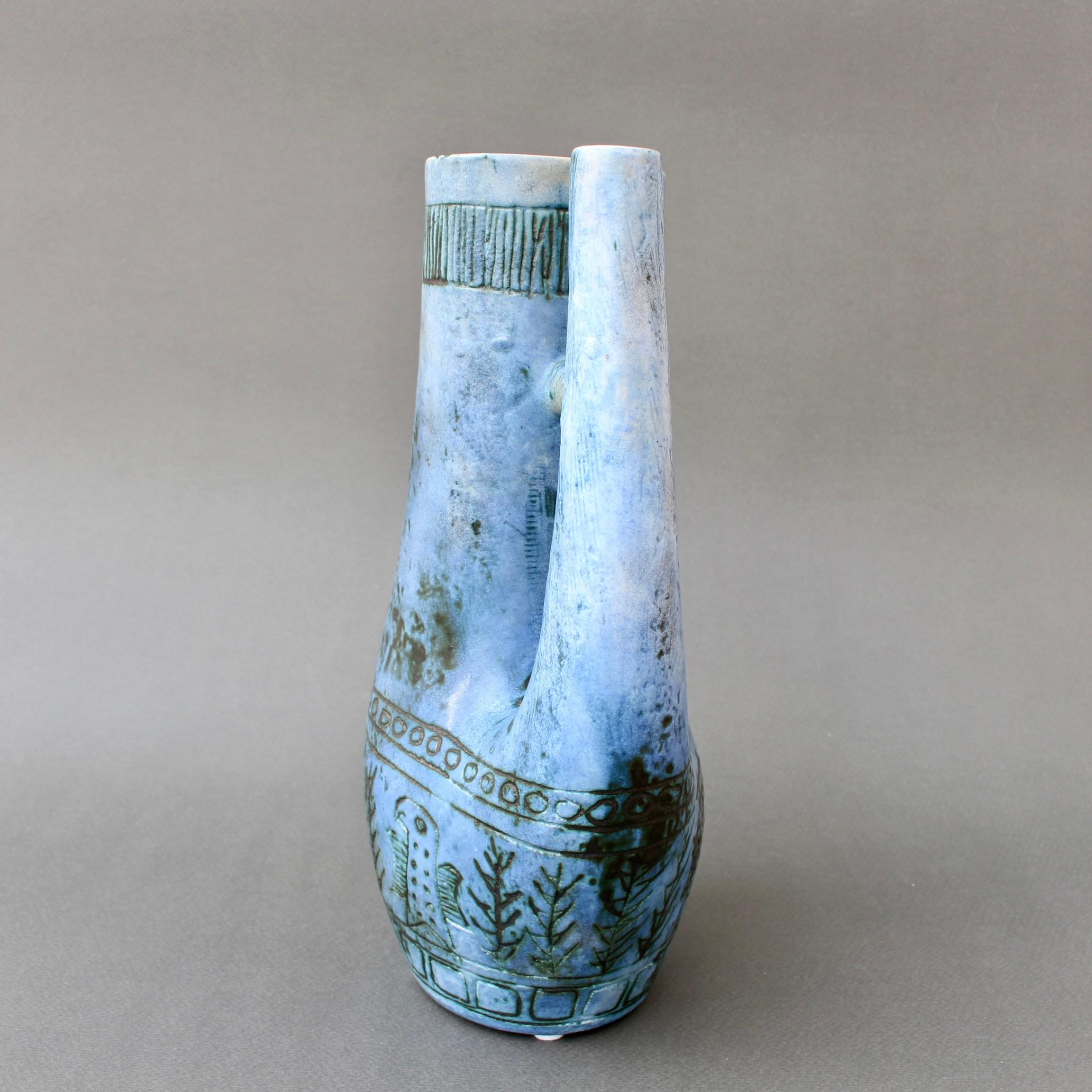 Blue Zoomorphic Ceramic Mid-Century French Vase by Jacques Blin 'circa 1950s' In Good Condition For Sale In London, GB