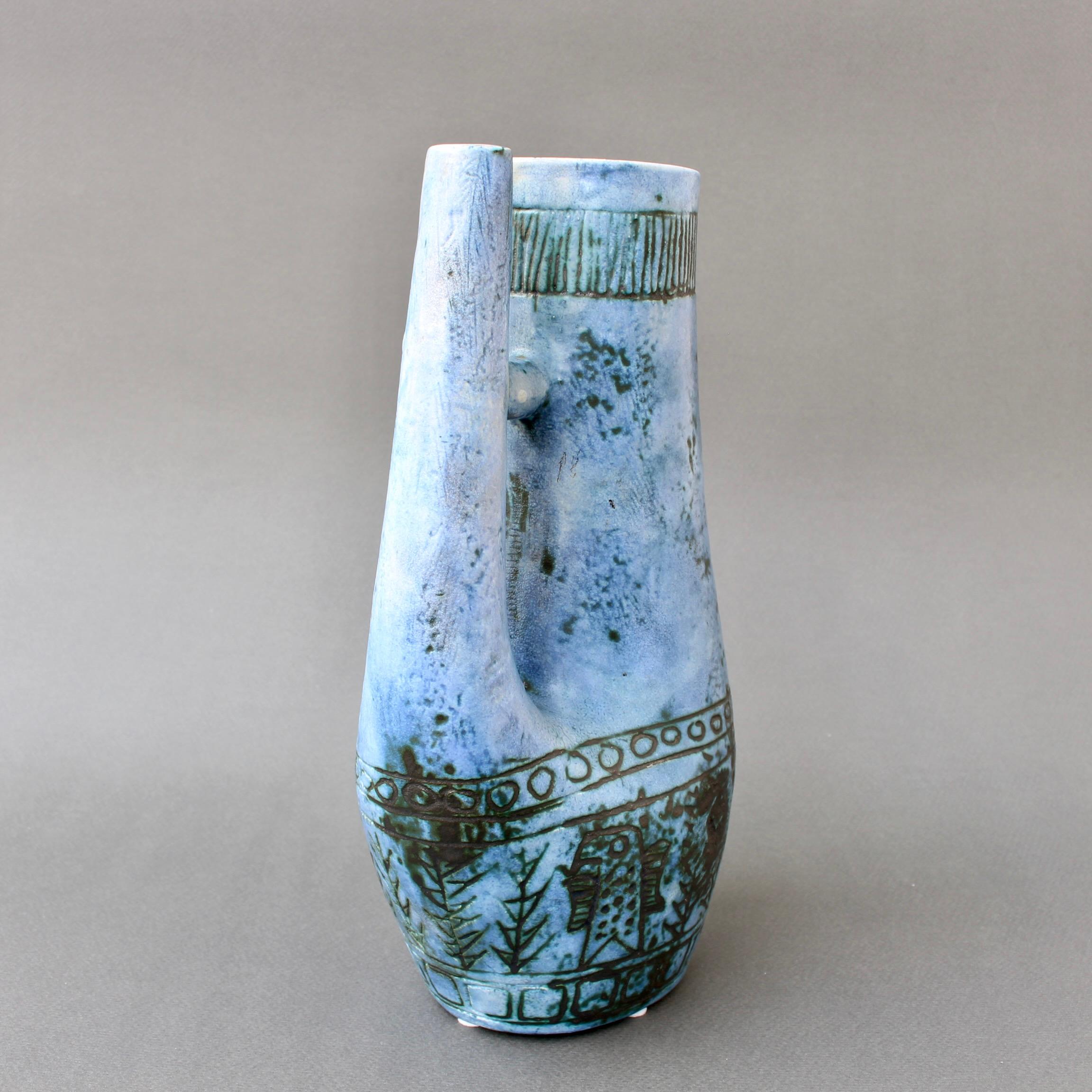 Mid-20th Century Blue Zoomorphic Ceramic Mid-Century French Vase by Jacques Blin 'circa 1950s' For Sale