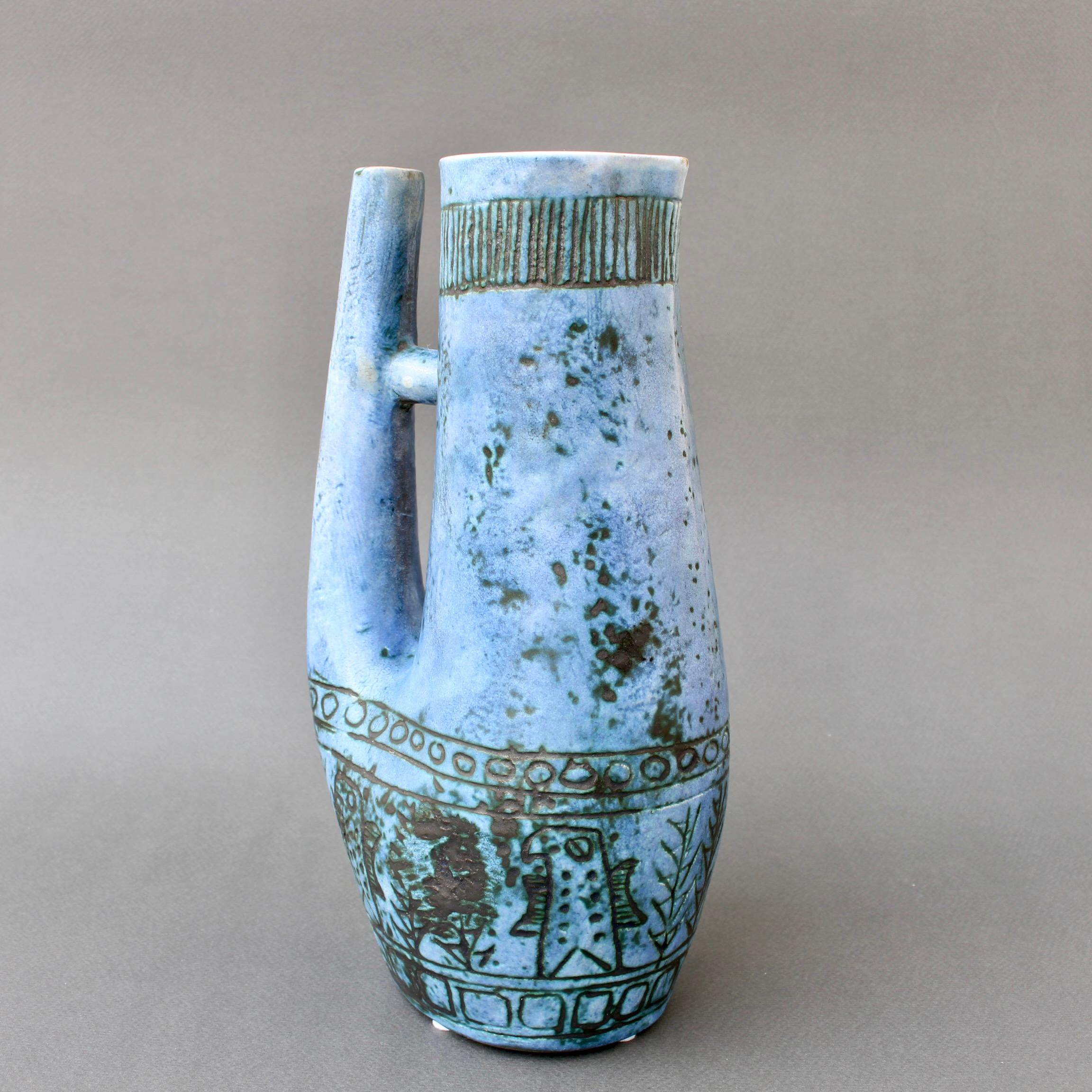 Vase en céramique zoomorphe bleu du milieu du siècle dernier de Jacques Blin, France, vers les années 1950 Bon état - En vente à London, GB