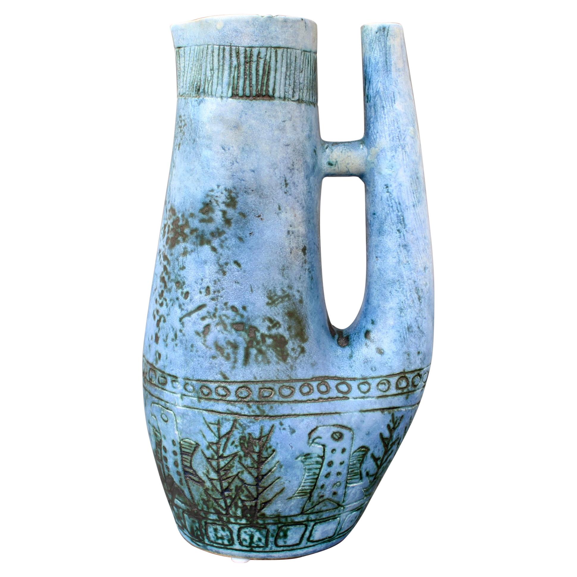 Blue Zoomorphic Ceramic Mid-Century French Vase by Jacques Blin 'circa 1950s'