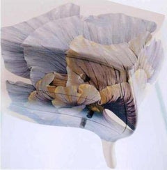 BLUEBELL White Chest of Drawers in Bleached Maple Wood with Hand Painted Flower