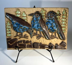Bluebirds Trio By Marianne Starck For Michael Andersen. Danish Wall Plaque