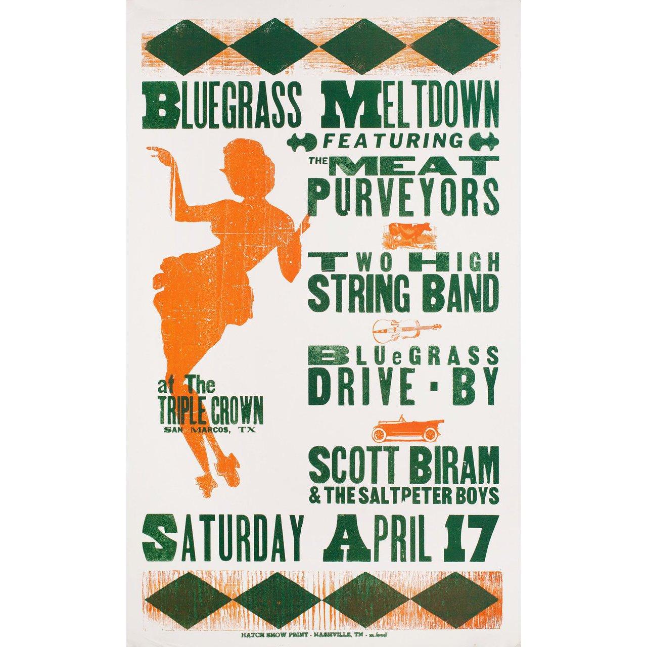 Original 1999 U.S. window card poster for Bluegrass Meltdown (1999). Fine condition, rolled. Please note: the size is stated in inches and the actual size can vary by an inch or more.
 