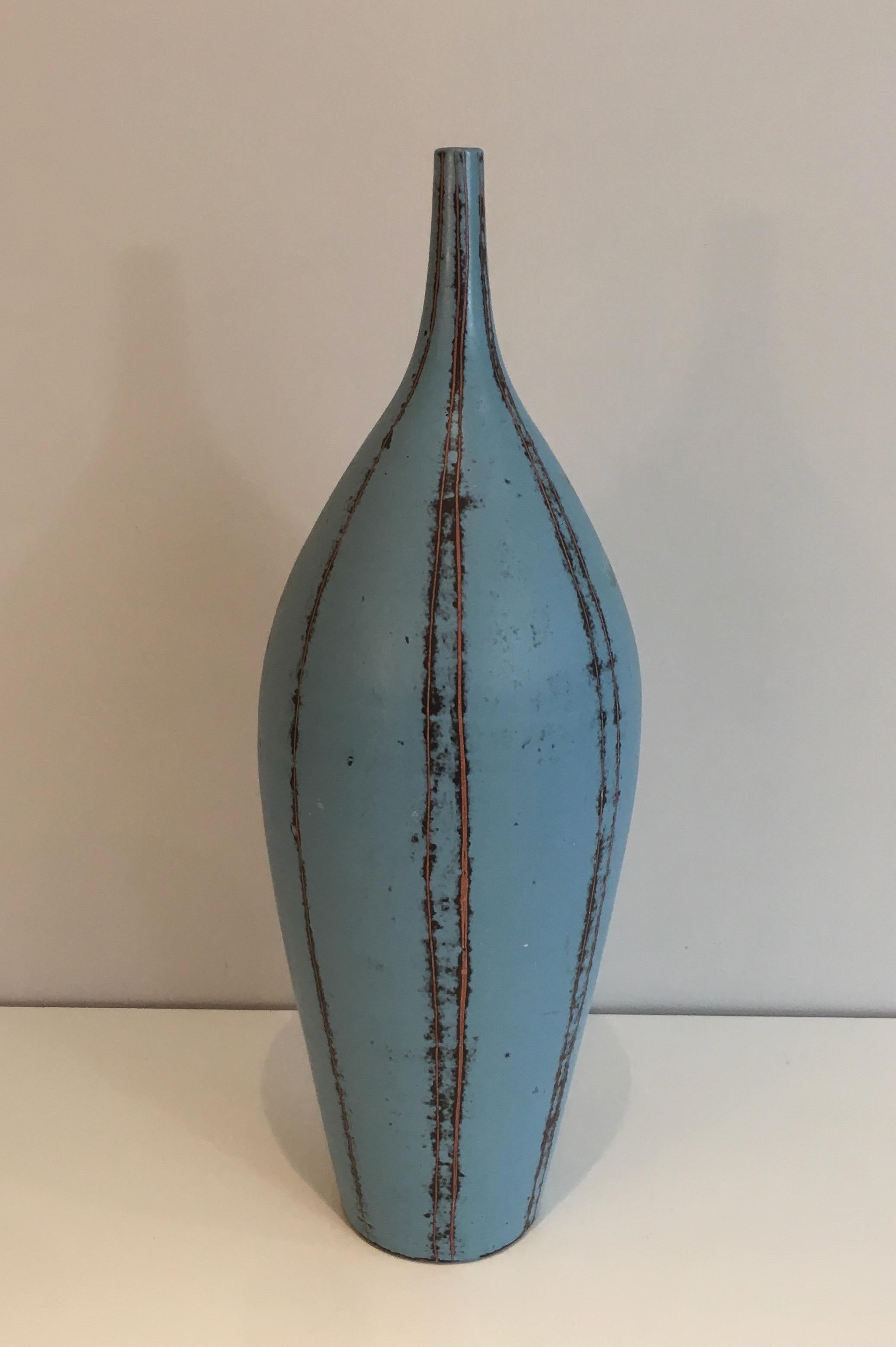 Mid-Century Modern Blueish Ceramic Vase, circa 1970