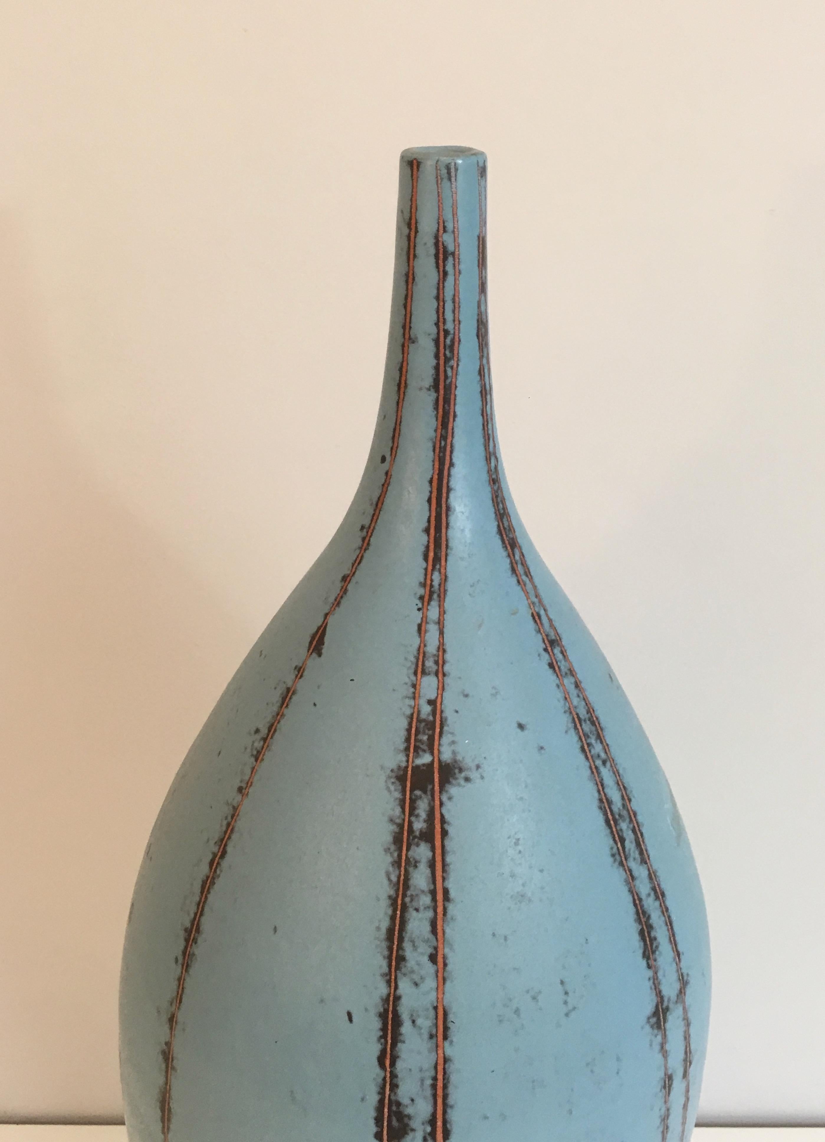 French Blueish Ceramic Vase, circa 1970
