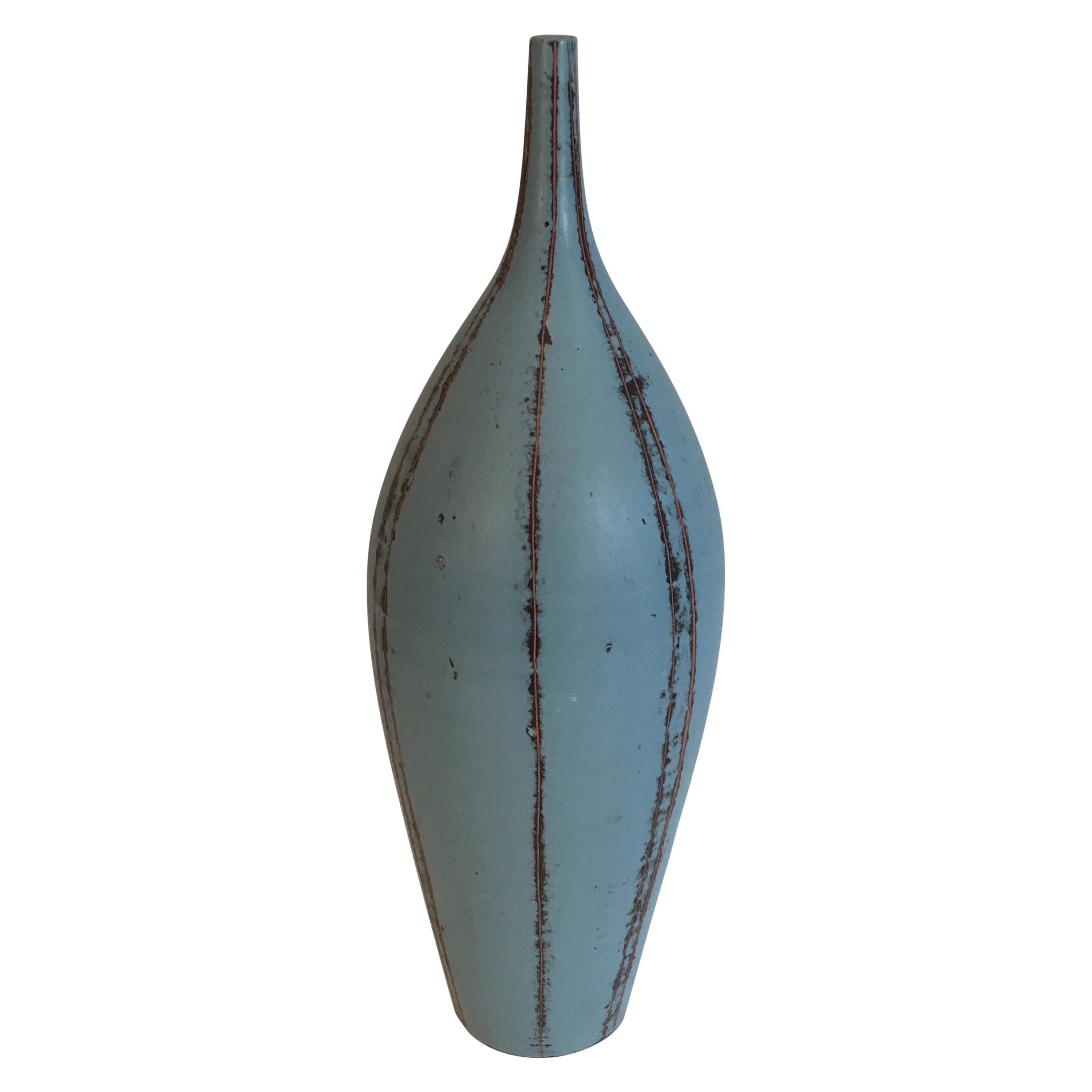 Blueish Ceramic Vase, circa 1970