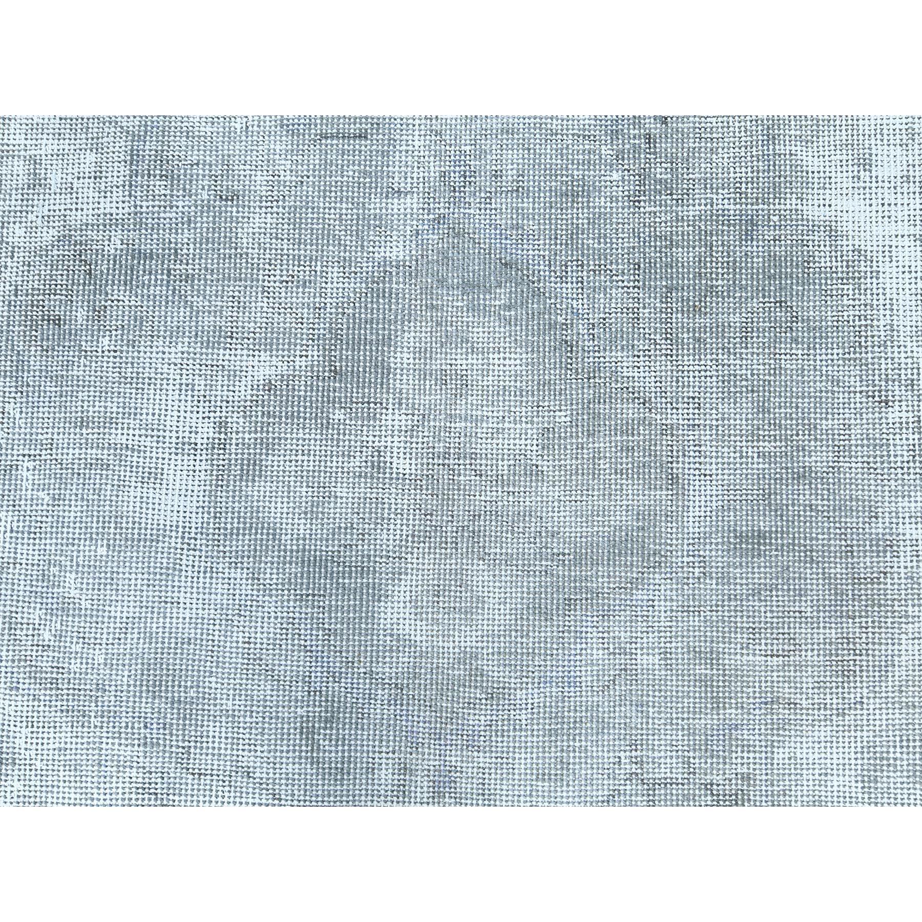 Blueish Grey Distressed Feel Worn Wool Hand Knotted Vintage Persian Tabriz Rug For Sale 2