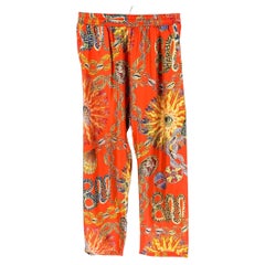 BLUEMARBLE Size S Multi-Color Print Silk Elastic Waistband Casual Pants