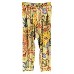 BLUEMARBLE Size S Multi-Color Print Silk Elastic Waistband Casual Pants
