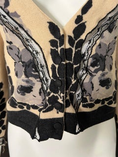 Bluemarine Ivory & Black Wool & Silk Cardigan Sweater