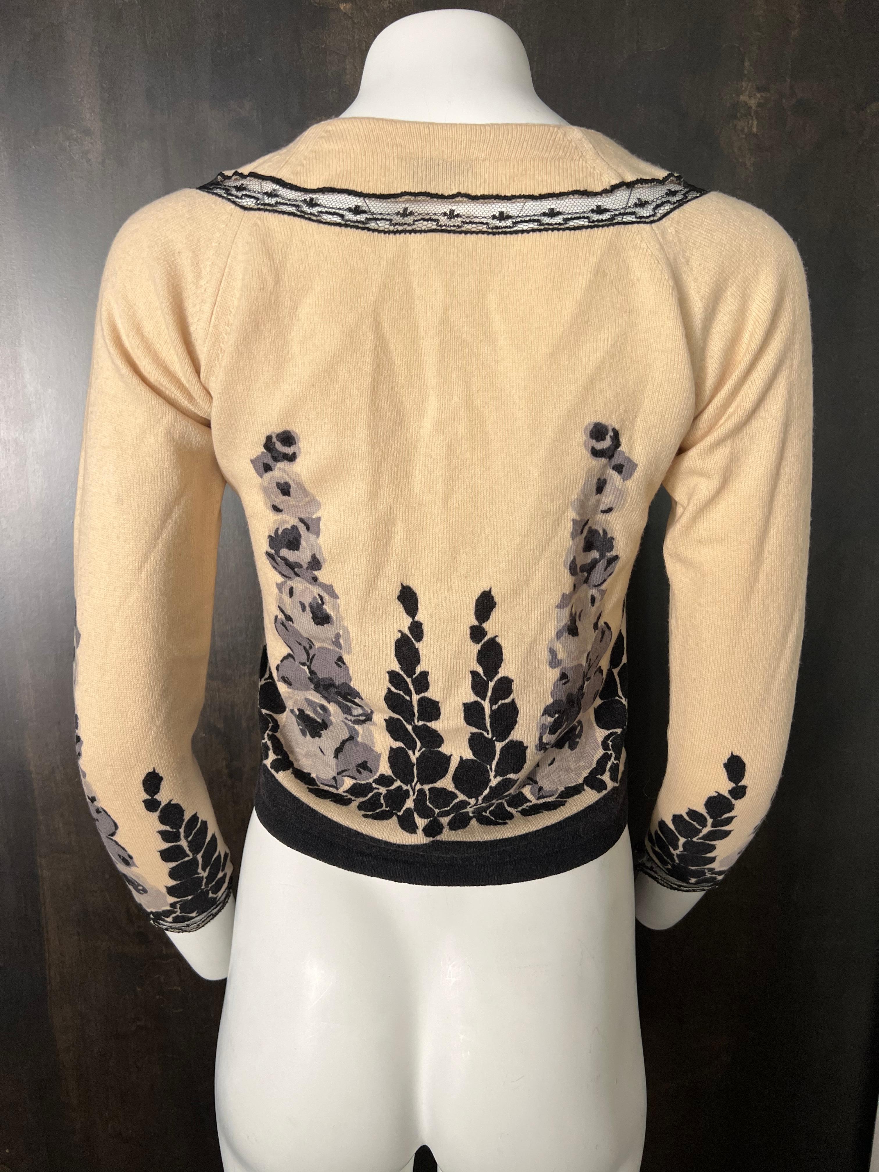 Bluemarine Ivory & Black Wool & Silk Cardigan Sweater 1
