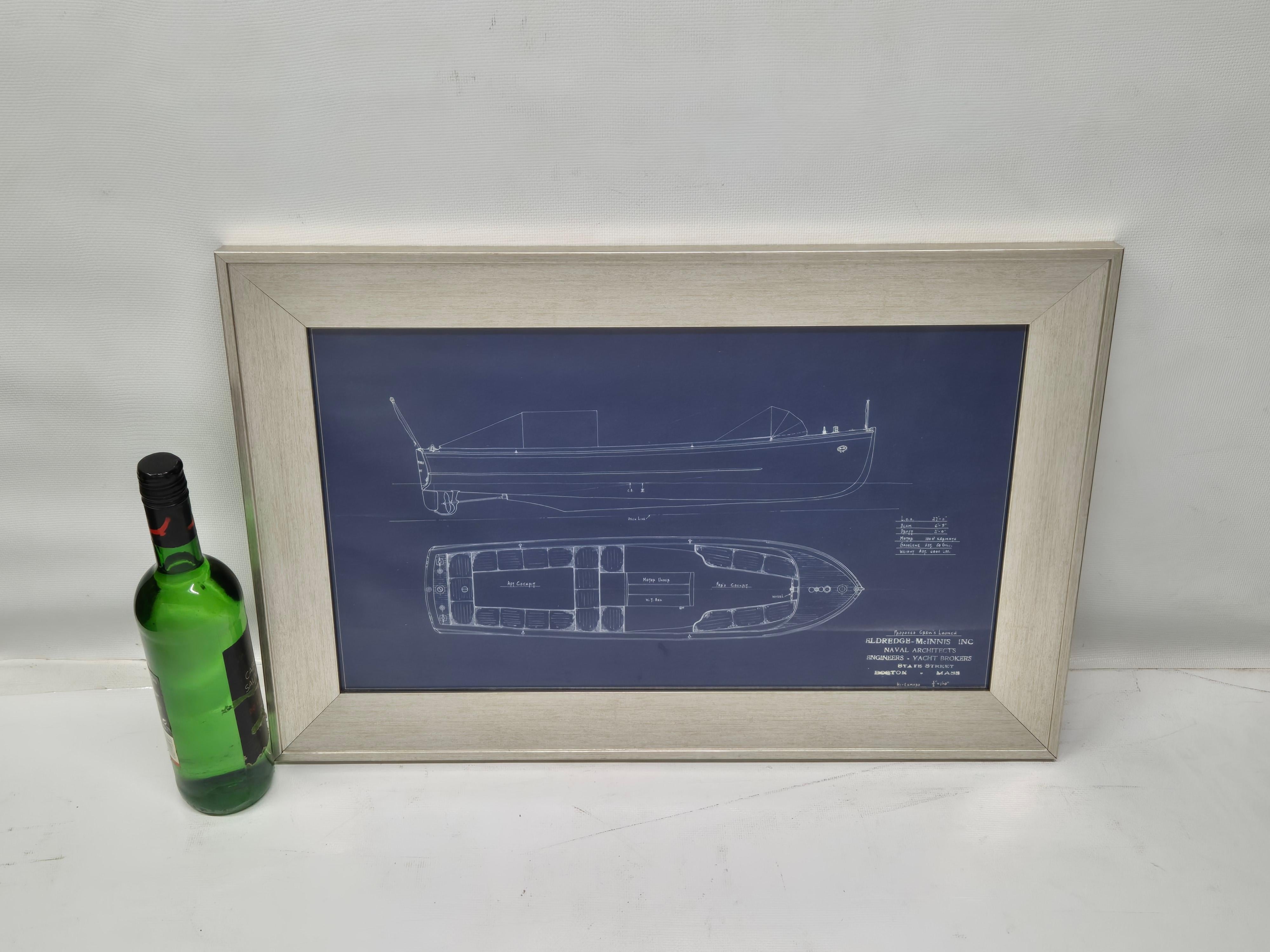North American Blueprint for Launch for the Steam Yacht Hi-Esmaro For Sale