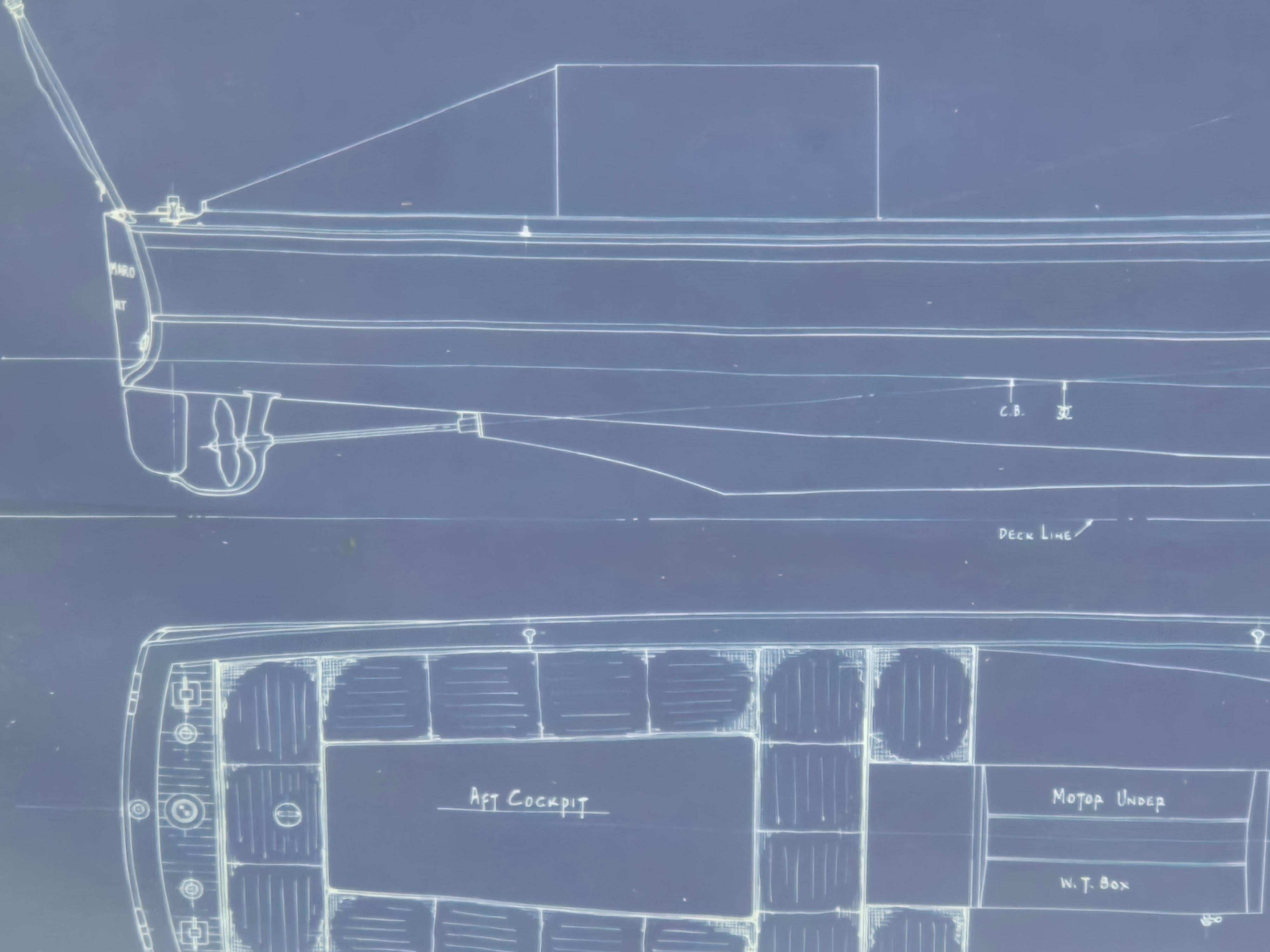 Early 20th Century Blueprint for Launch for the Steam Yacht Hi-Esmaro For Sale