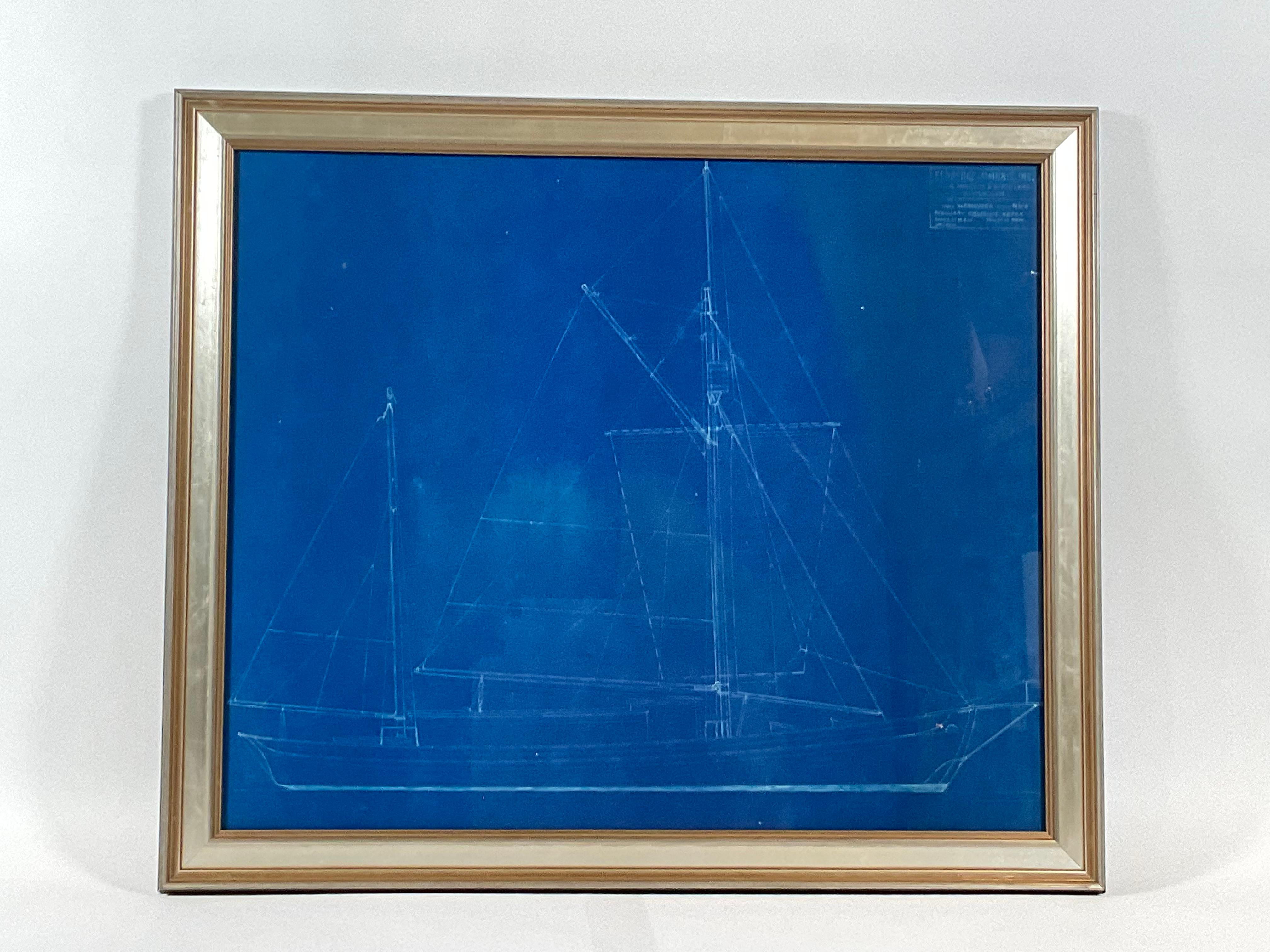 Paper Blueprint of a Ketch by Eldredge McInnis For Sale