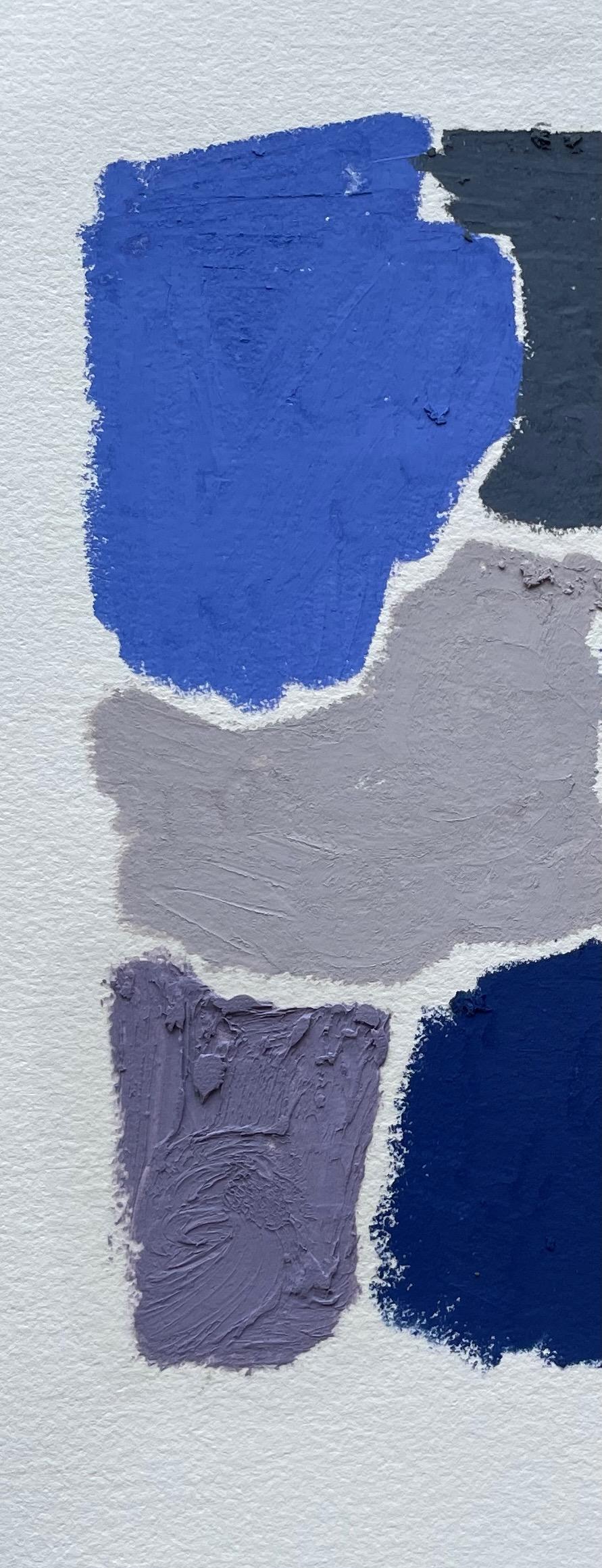 European Blues, Greys, Purples Oil Pastel By French Artist Hortense Reynaud, France