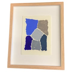 Blues, Grau, Taupe, Ölpastell des französischen Künstlers Hortense Reynaud, Frankreich