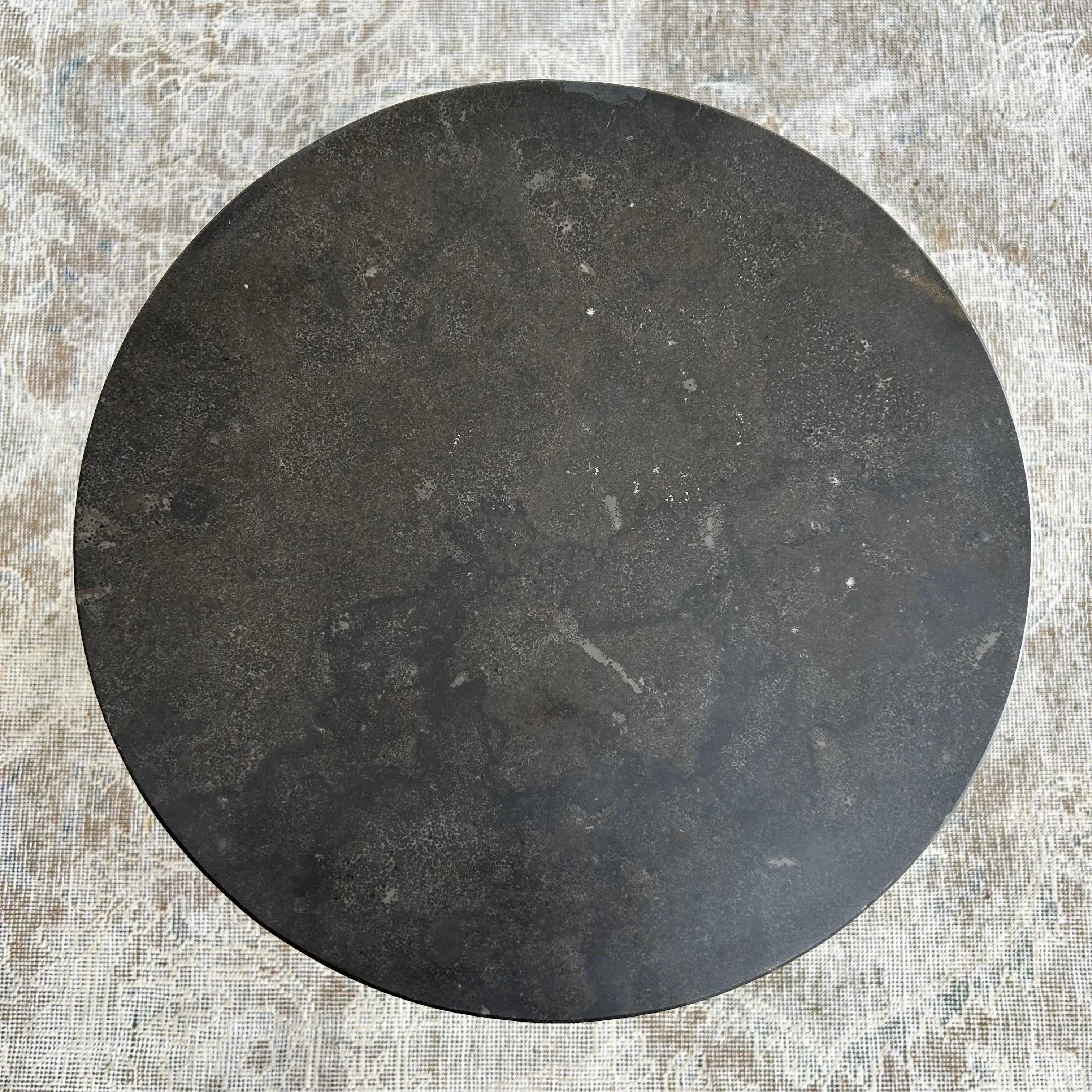 Modern side table in a washed charcoal color.
Material: bluestone.
Finish: washed black stone finish.
width: 14 in
depth: 14 in
height: 19 in
weight: 78 lbs
this item can not ship by UPS due to it weight. Pick up or freight carrier only.
Each table