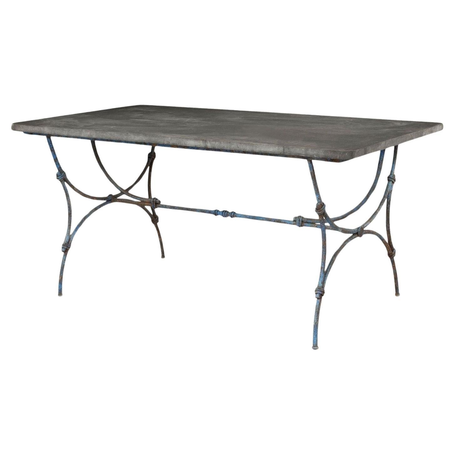 Bluestone Top Iron Garden Table For Sale