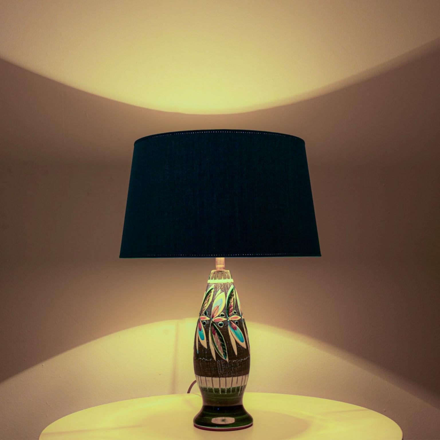 Other BlueTilmans Ceramic Table Lamp with Custom Lampshade, 1960 For Sale