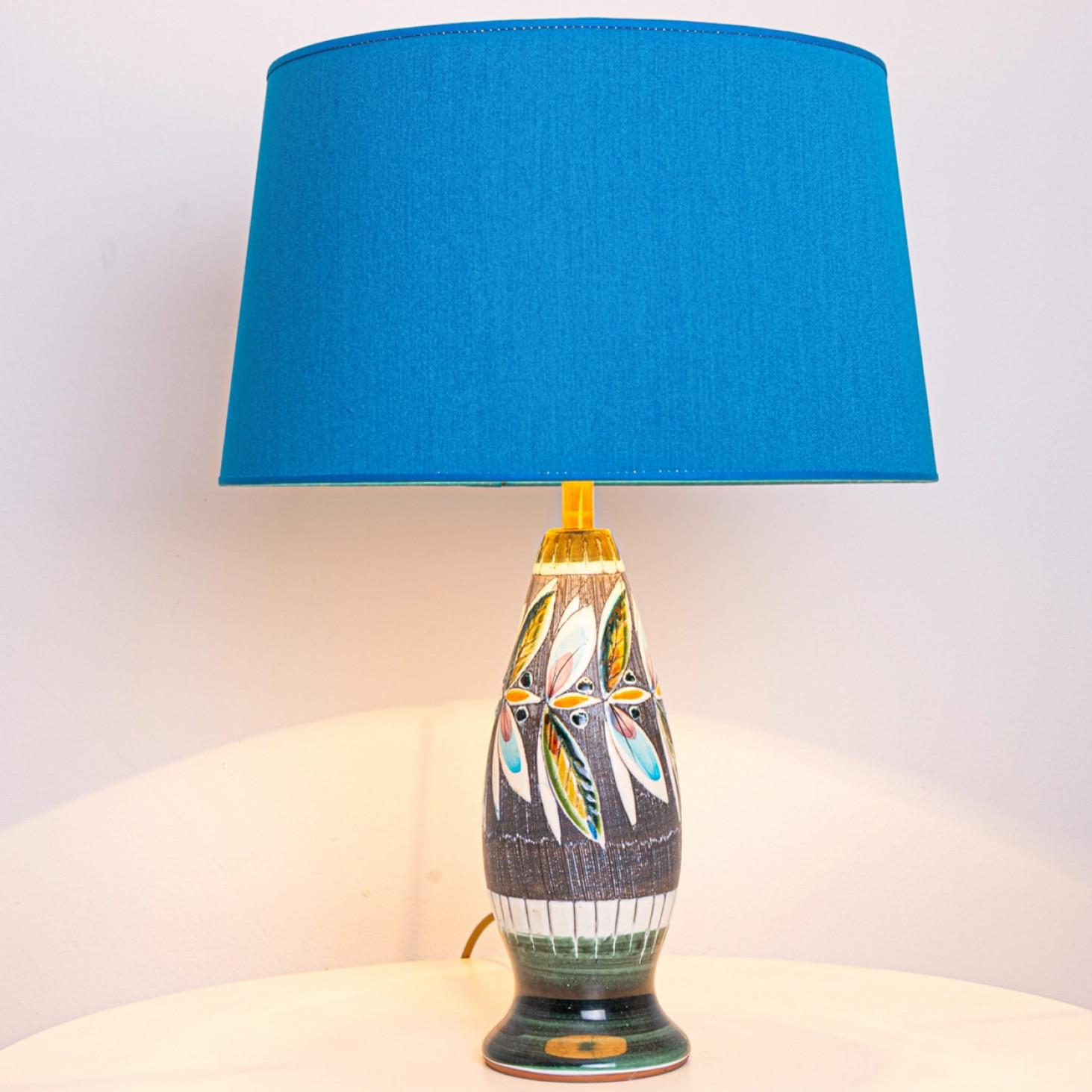 BlueTilmans Ceramic Table Lamp with Custom Lampshade, 1960 In Good Condition For Sale In Rijssen, NL