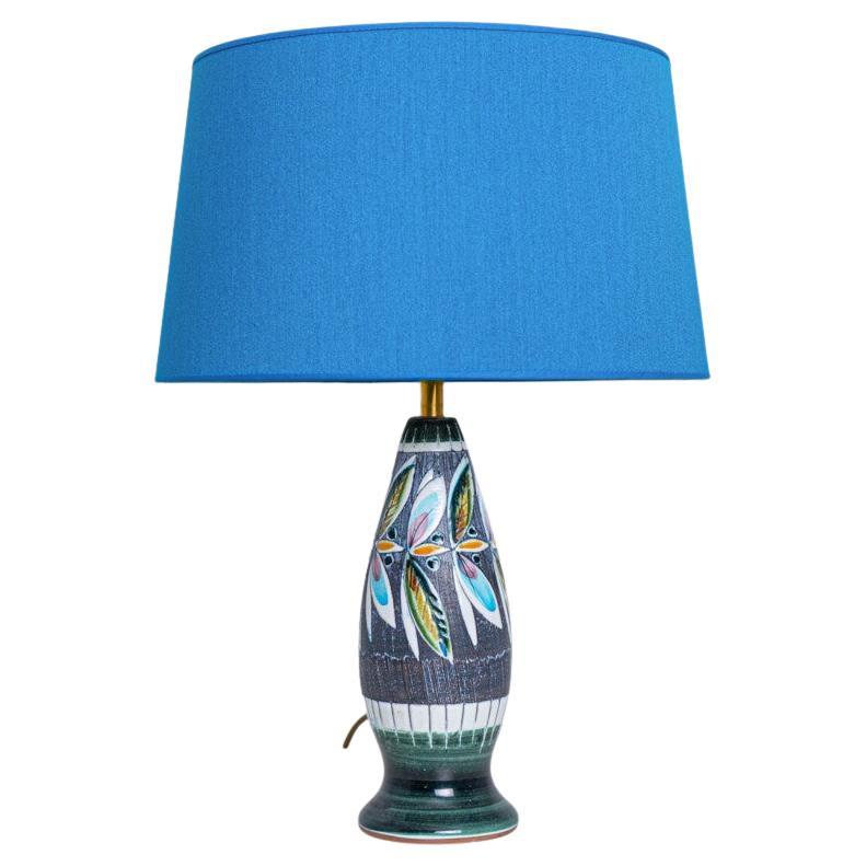 BlueTilmans Ceramic Table Lamp with Custom Lampshade, 1960