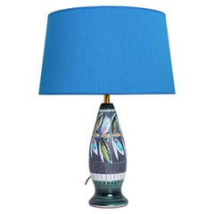 BlueTilmans Ceramic Table Lamp with Custom Lampshade, 1960