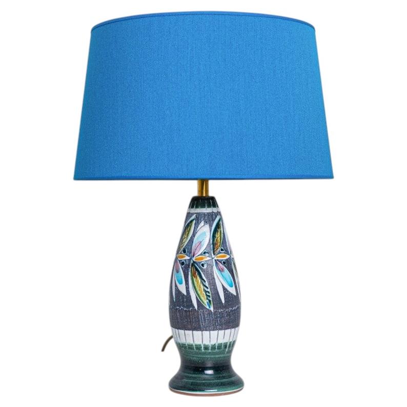BlueTilmans Ceramic Table Lamp with Custom Lampshade, 1960 For Sale