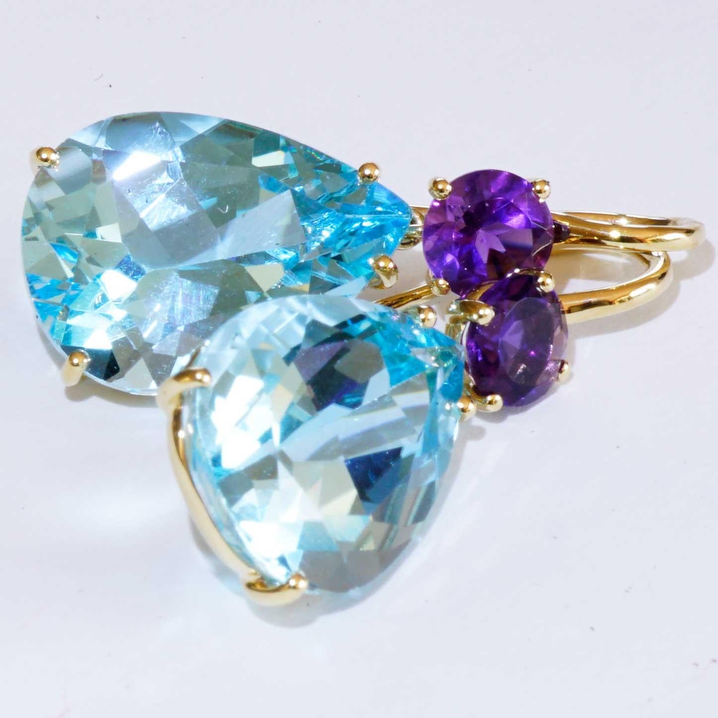 da uomo o donna Orecchini di ametista bluetopaz di alta qualità realizzati in un tradizionale modello italiano di oreficeria. in vendita